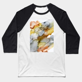 Gray Orange and Mustard Abstract Art Baseball T-Shirt